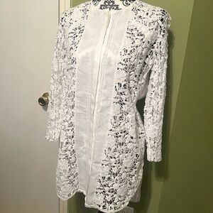Ermanno Scervino White Floral Lace Button Blouse/ Tunic